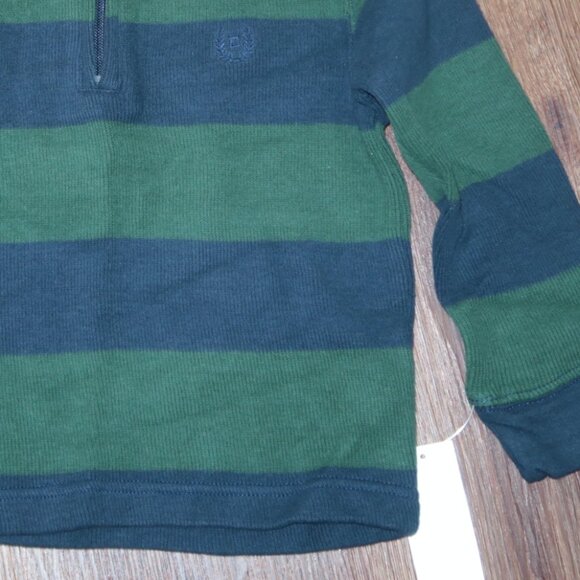 NWT Boys Chaps Navy Blue & Green Stripe Knit Half Zip Pullover Top Shirt size 3T - Picture 4 of 4